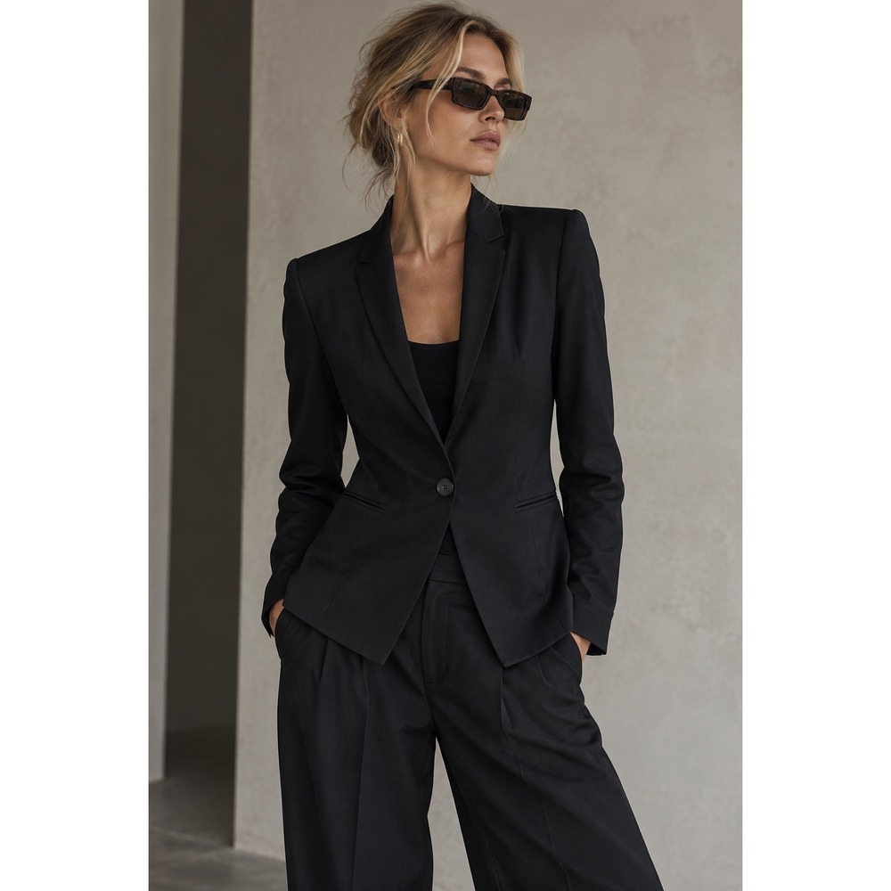 Womens Helmut Lang Black Wool Blazer XS Minimalist Office Career Tailored Luxury